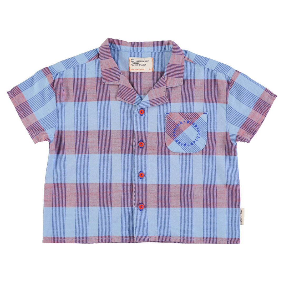Blue Checkered Hawaiian Shirt