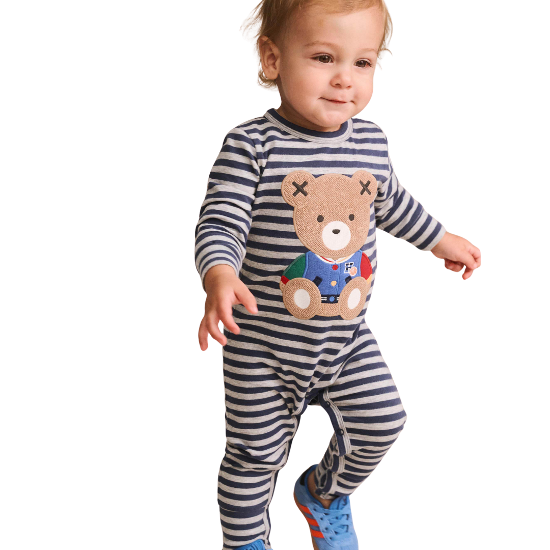 Ink/Grey Marble Stripe Sitting Hux Romper