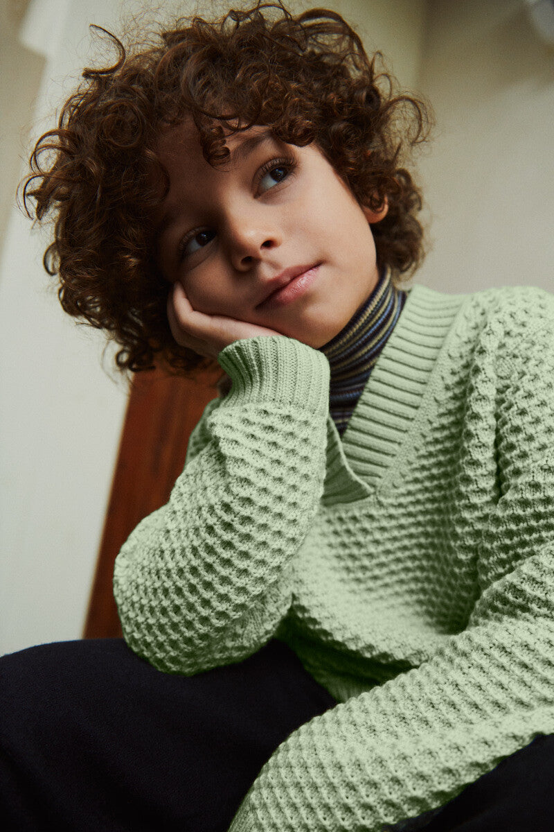 Pistachio V-Neck Sweater