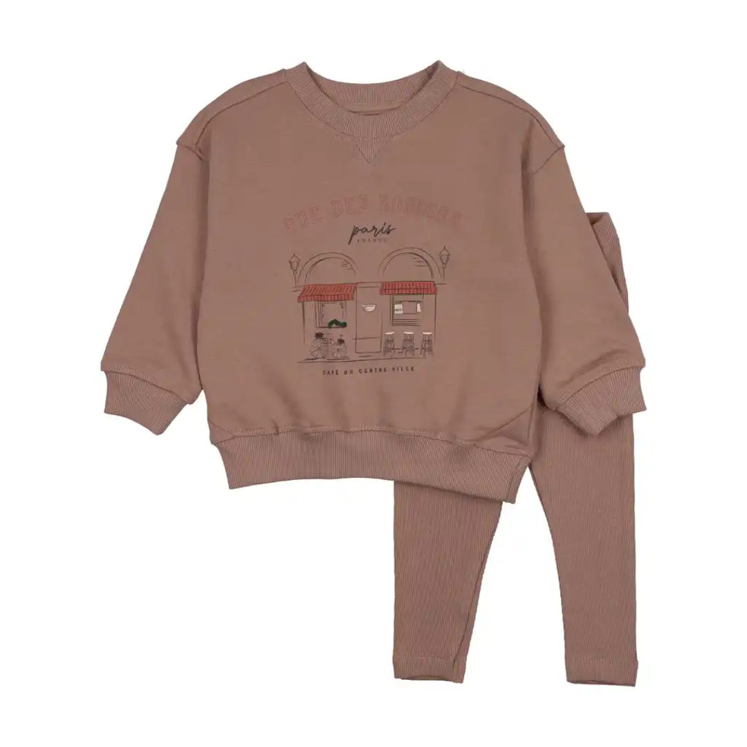 Dried Rose Cafe Girl Sweatshirt Set