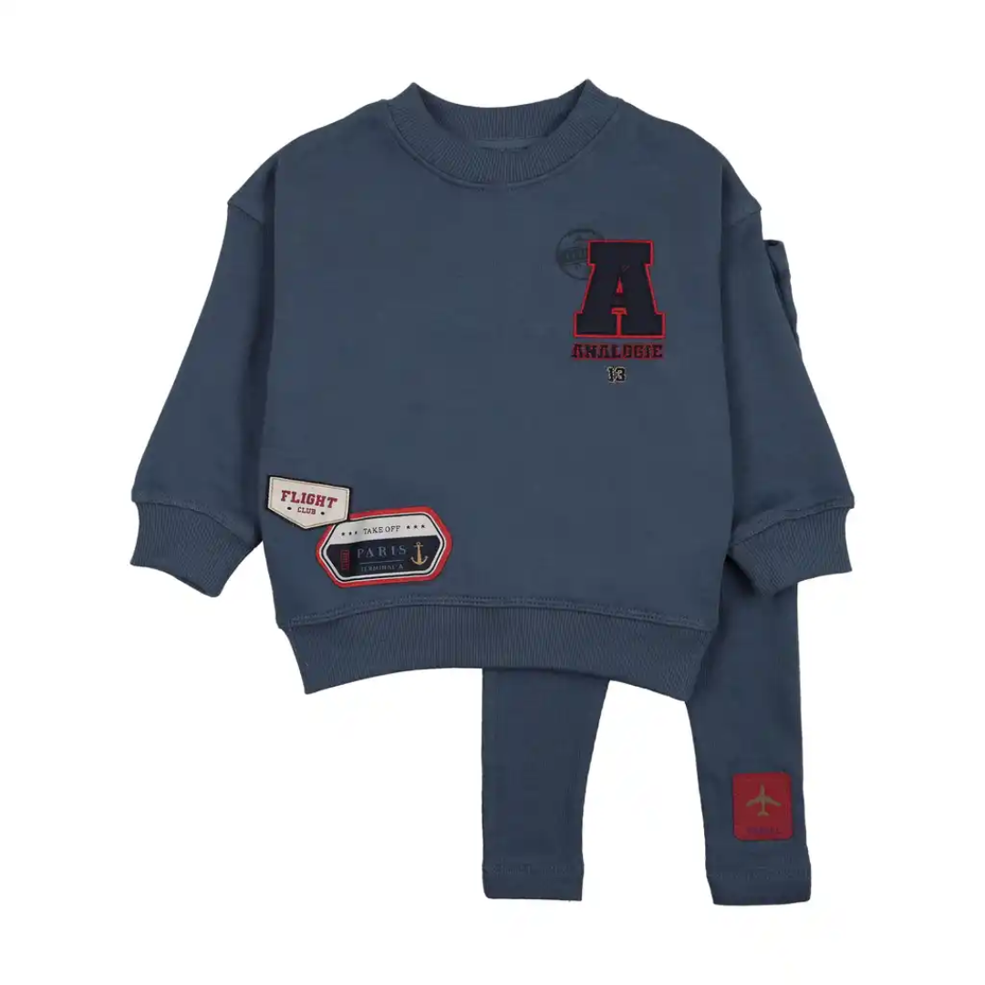Vintage Blue Patch Toddler Set