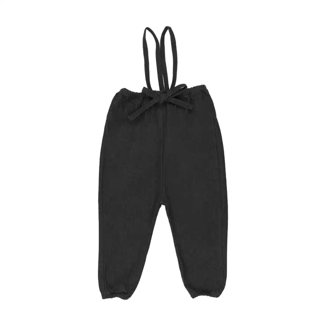 Black Denim Rugged Threads Bubble Suspender Pants