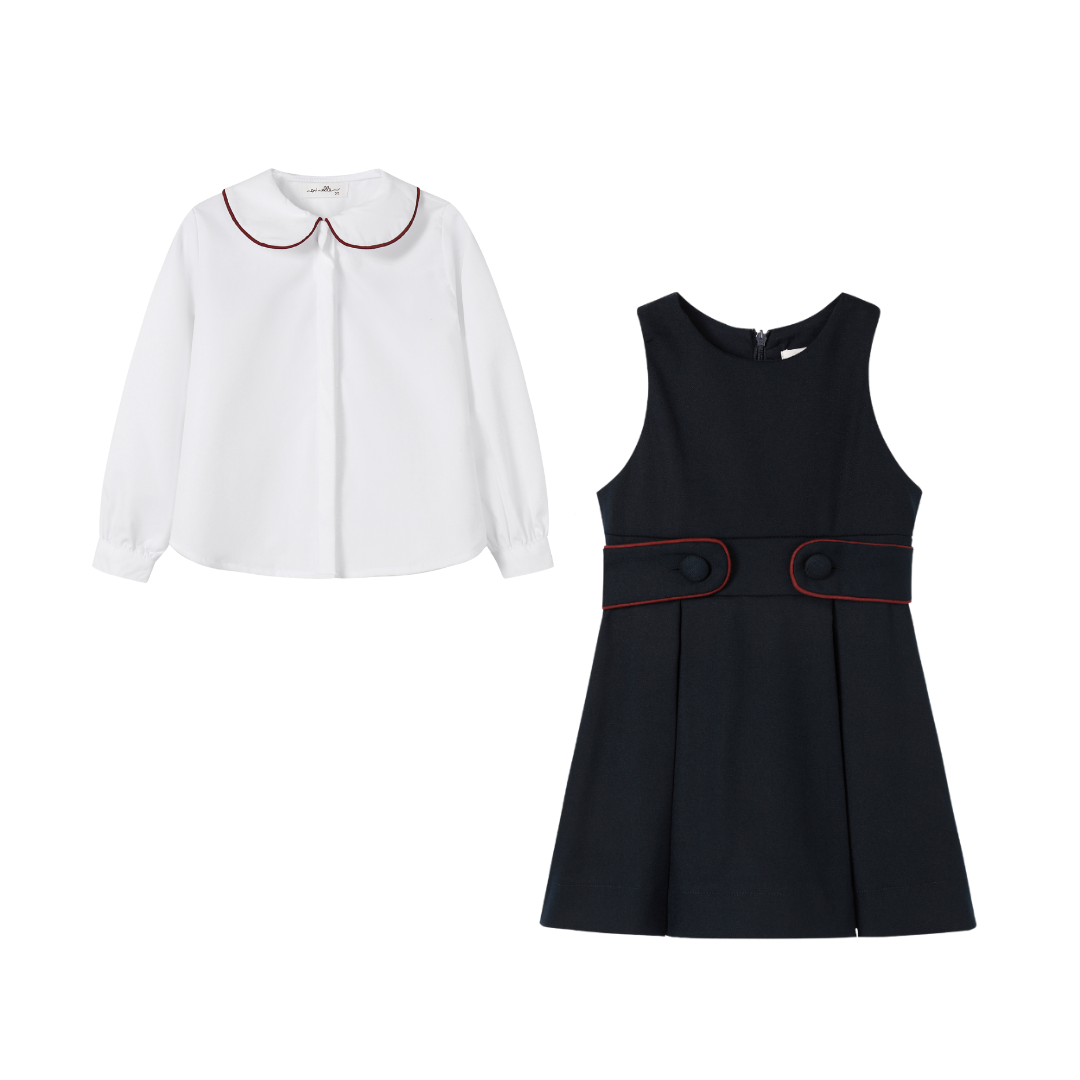 Navy Piped Jumper Set