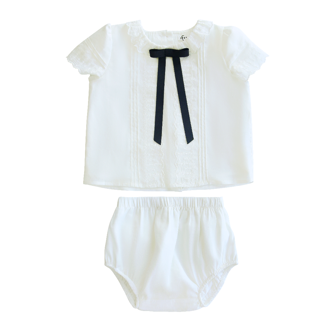 White Heirloom Evening Bow Toddler Set
