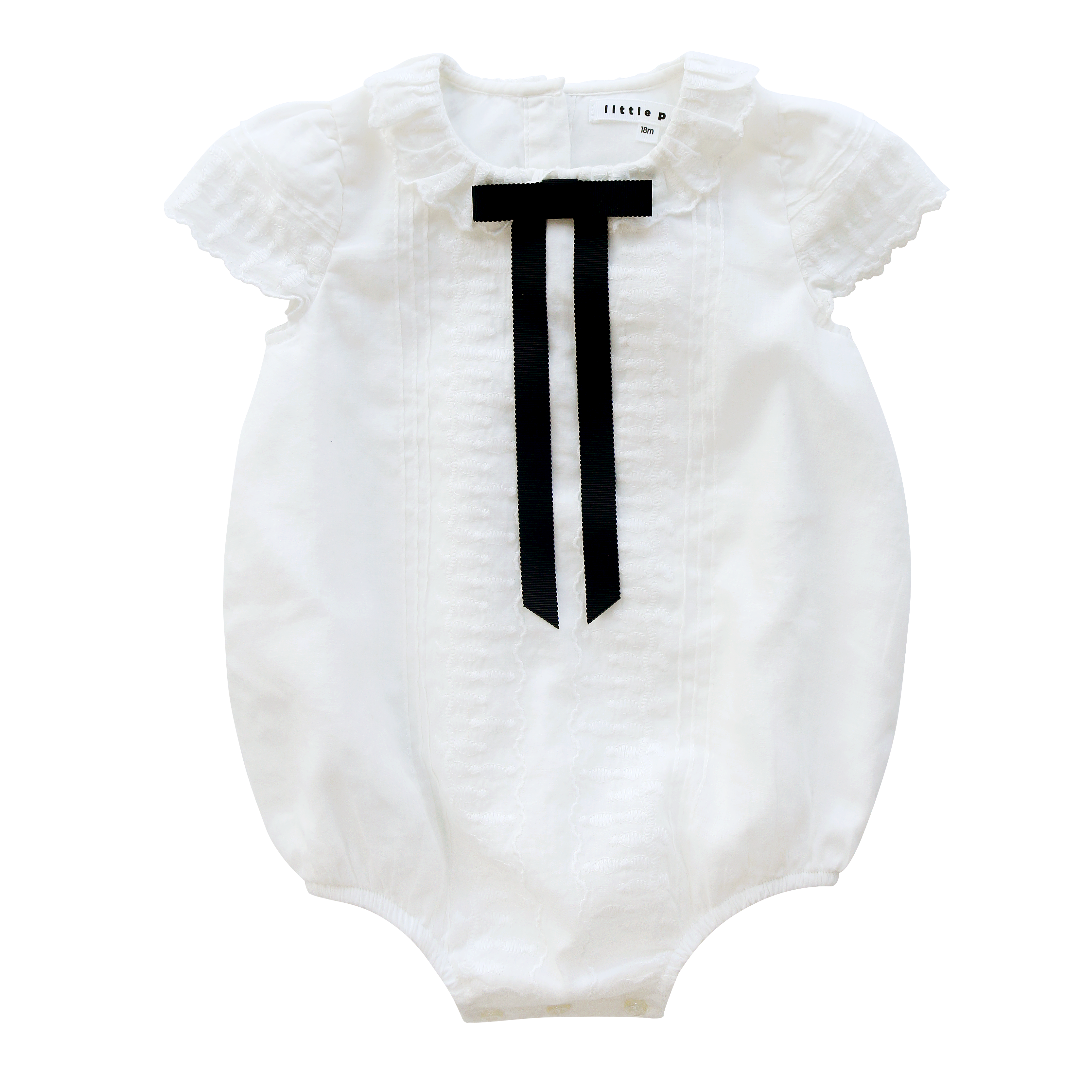 White Heirloom Evening Bow Romper