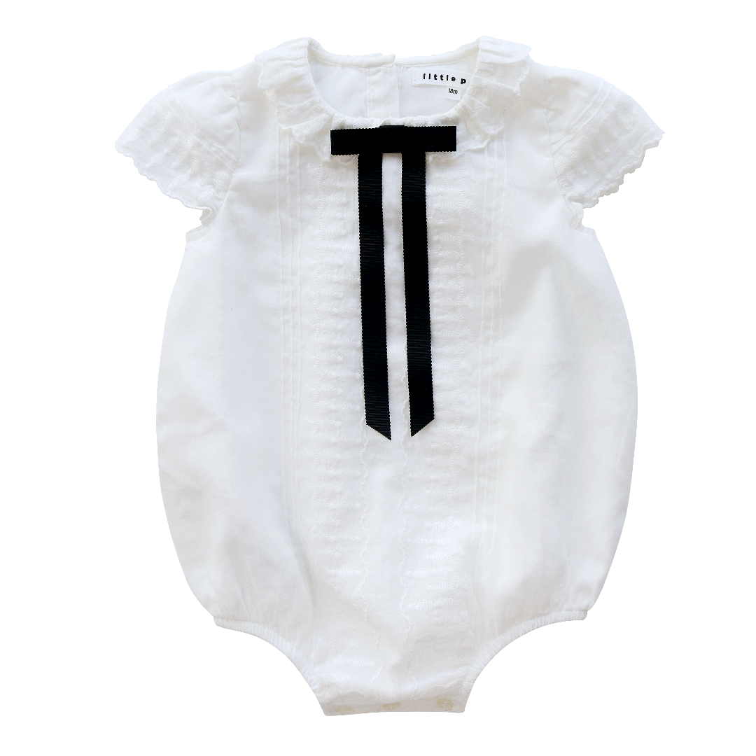 White Heirloom Evening Bow Romper