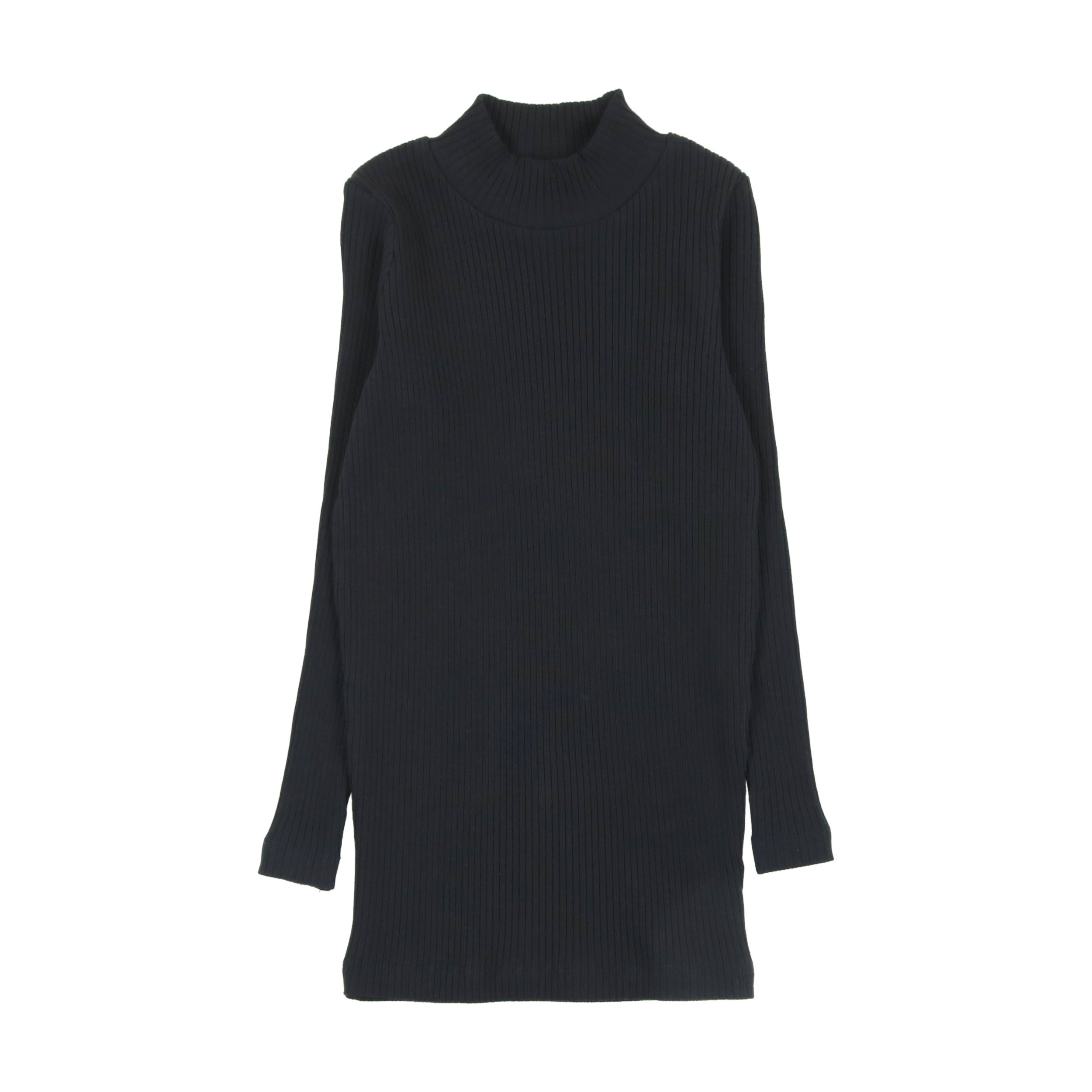 Black Ribbed Mockneck T-Shirt