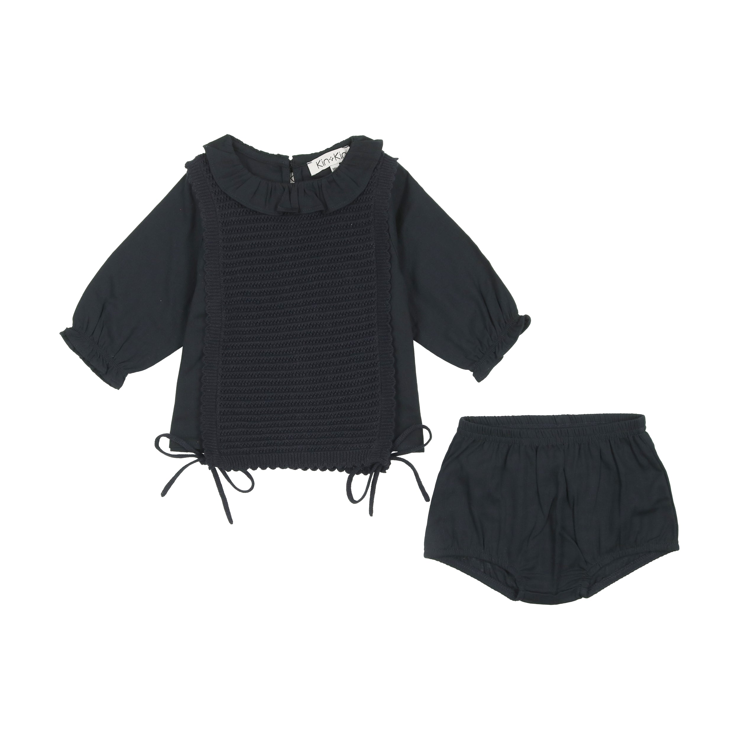 Navy Bloomer Knit Bib Vest Set