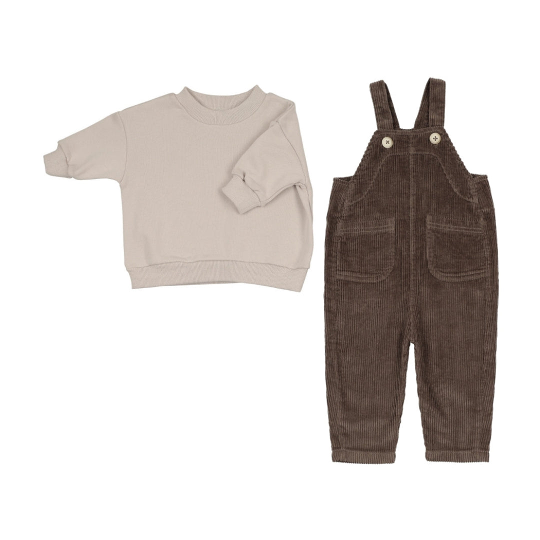 Umber Corduroy Overall Set