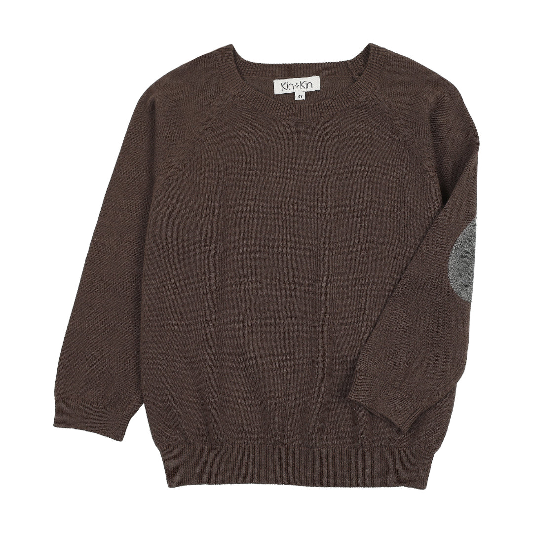 Brown/ Grey Boys Patch Sleeve Sweater