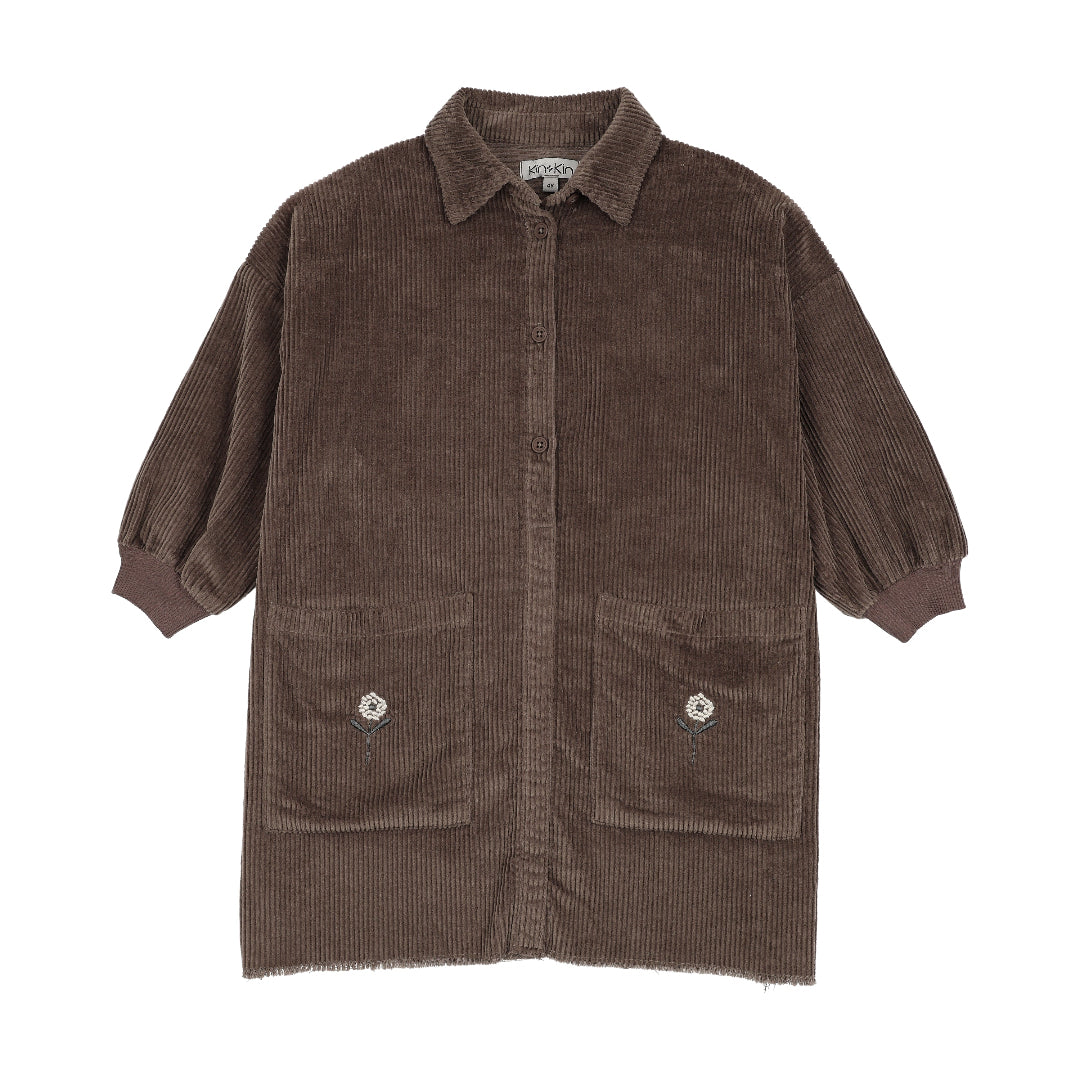 Umber Corduroy Shirt Dress