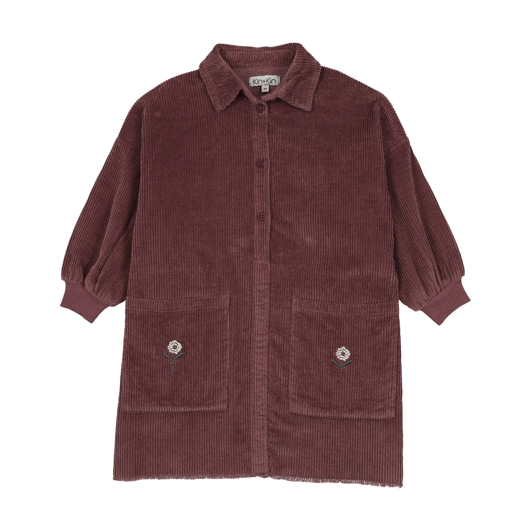 Mauve Corduroy Shirt Dress