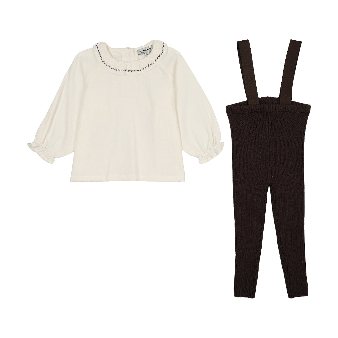 Brown Shirt + Overall Set