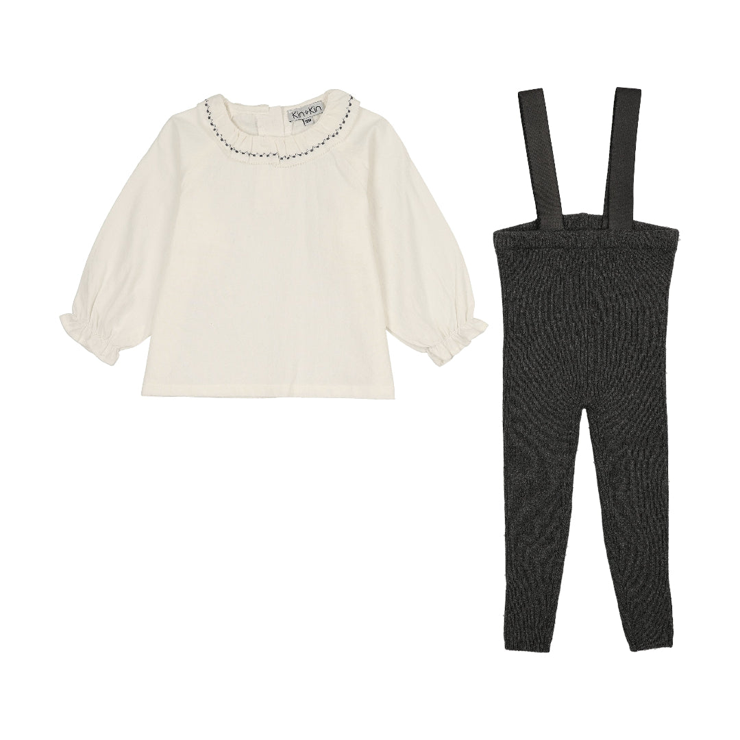 Grey Shirt + Overall Set