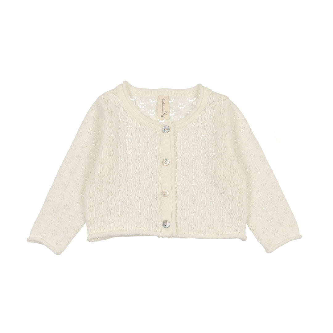 Winter White Knit Pointelle Cardigan