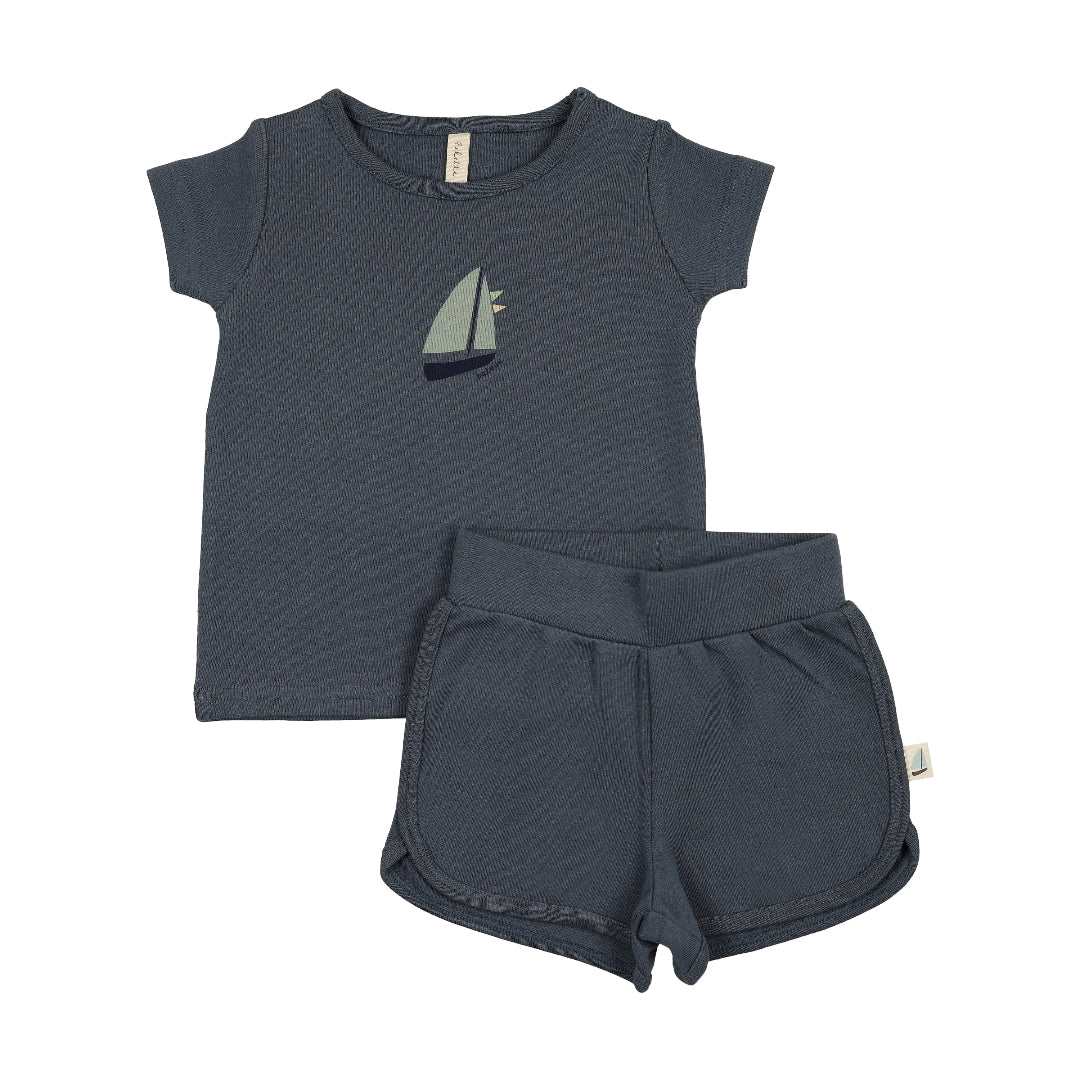 Lilette Off Navy Nautical Short Sleeve Set