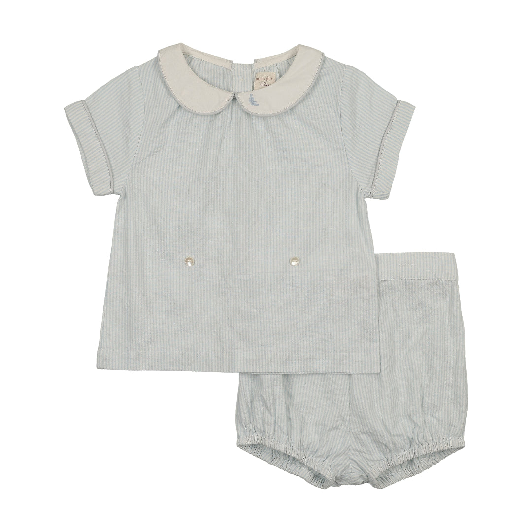 Clear Blue Tiny Stripe Mountain Meadows Toddler Set
