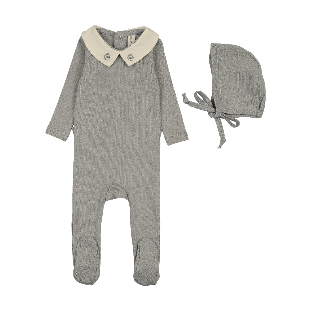 Lilette Light Blue Sweatheart Collar Footie Set