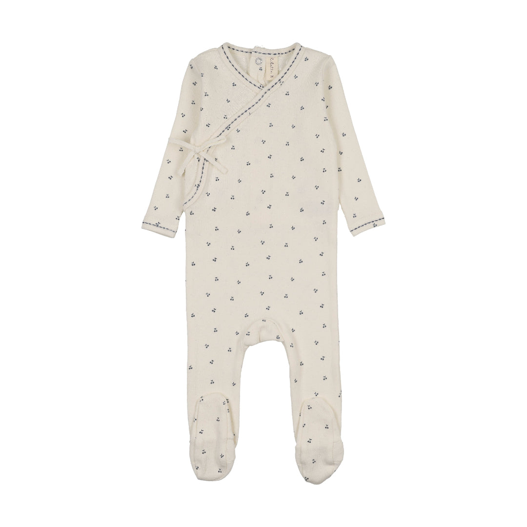 Lilette Cream/Blue Cherry Scallop Footie