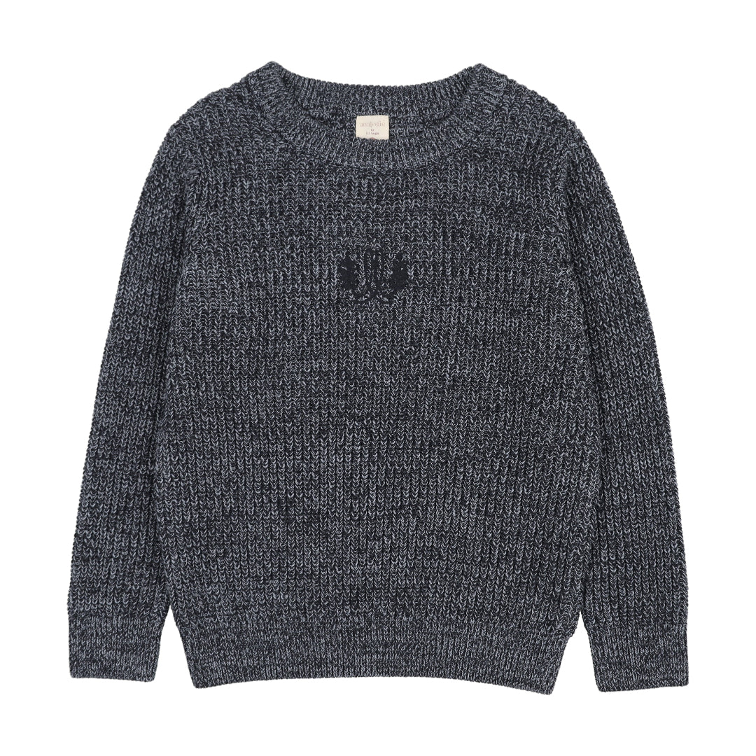 Navy Marled Boys Crew Neck