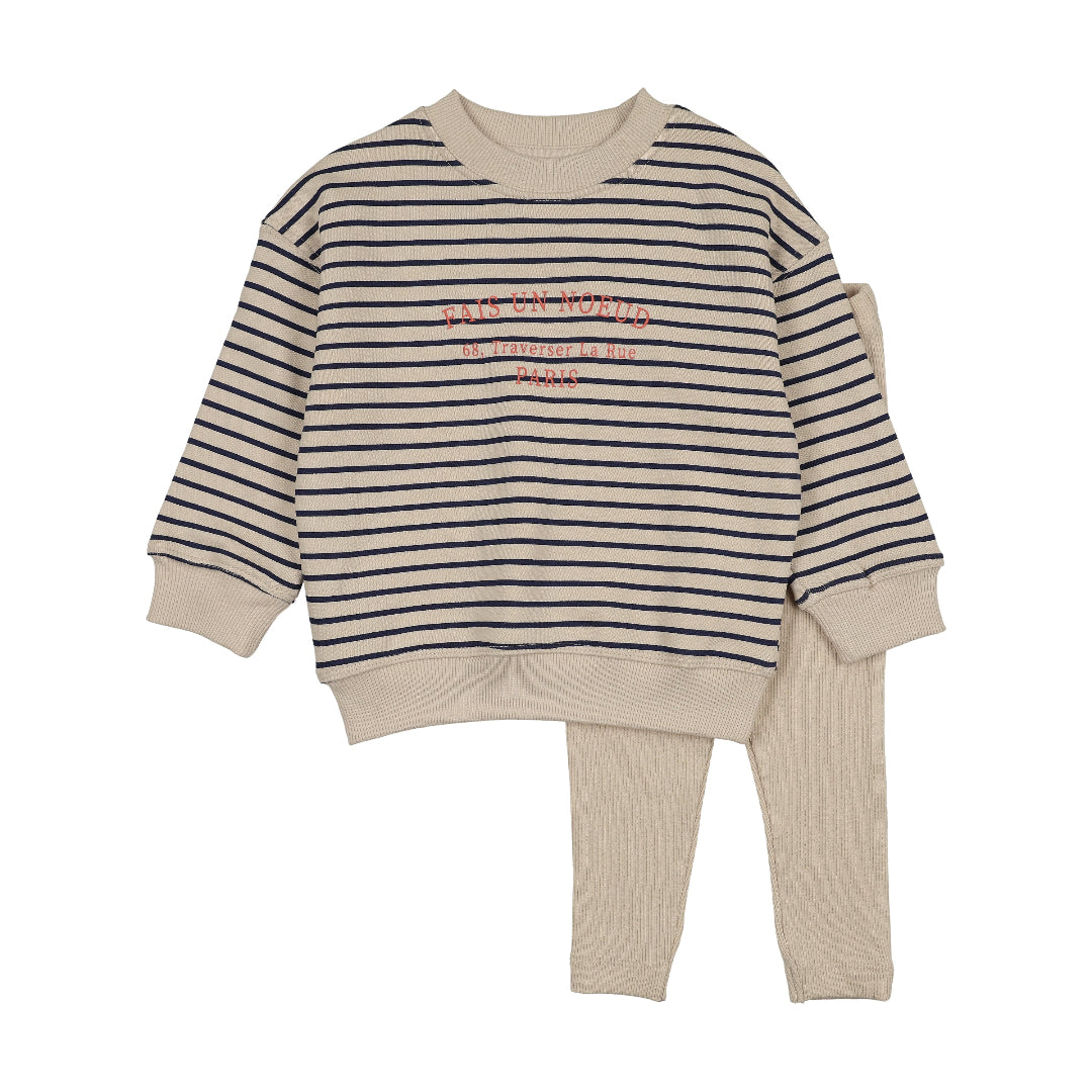 Stripe Print Bold Boy Sweatshirt Set