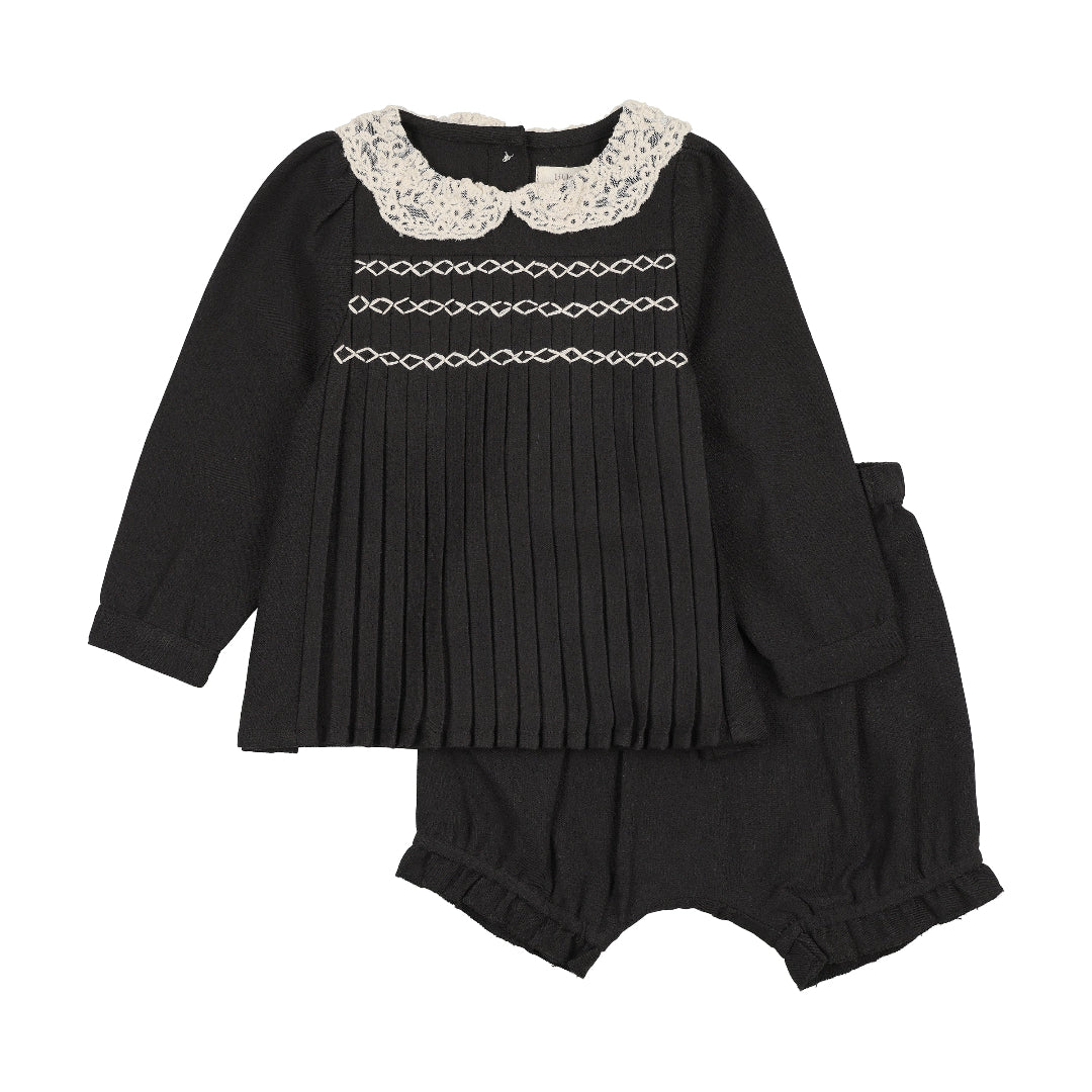 Black Pleated Girls Set