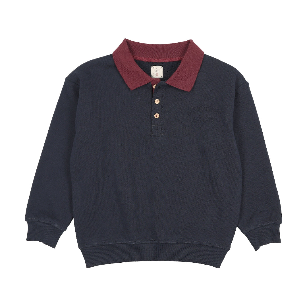 Navy Denim Day Boys Sweatshirt Polo