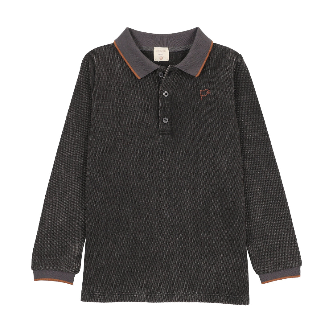 Off Black Stitch Studio Polo Long Sleeve