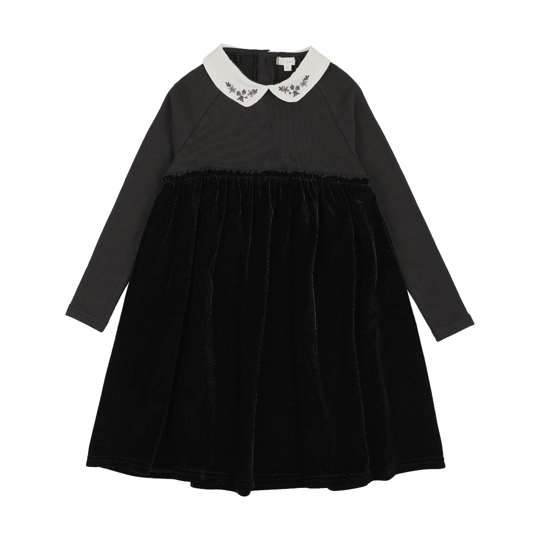 Black Embroidered Collar Robe- Short Length