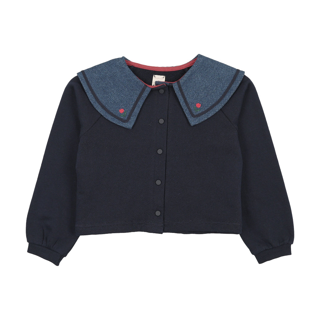 Navy Sweet Campaign Sailor Collar Cardigan