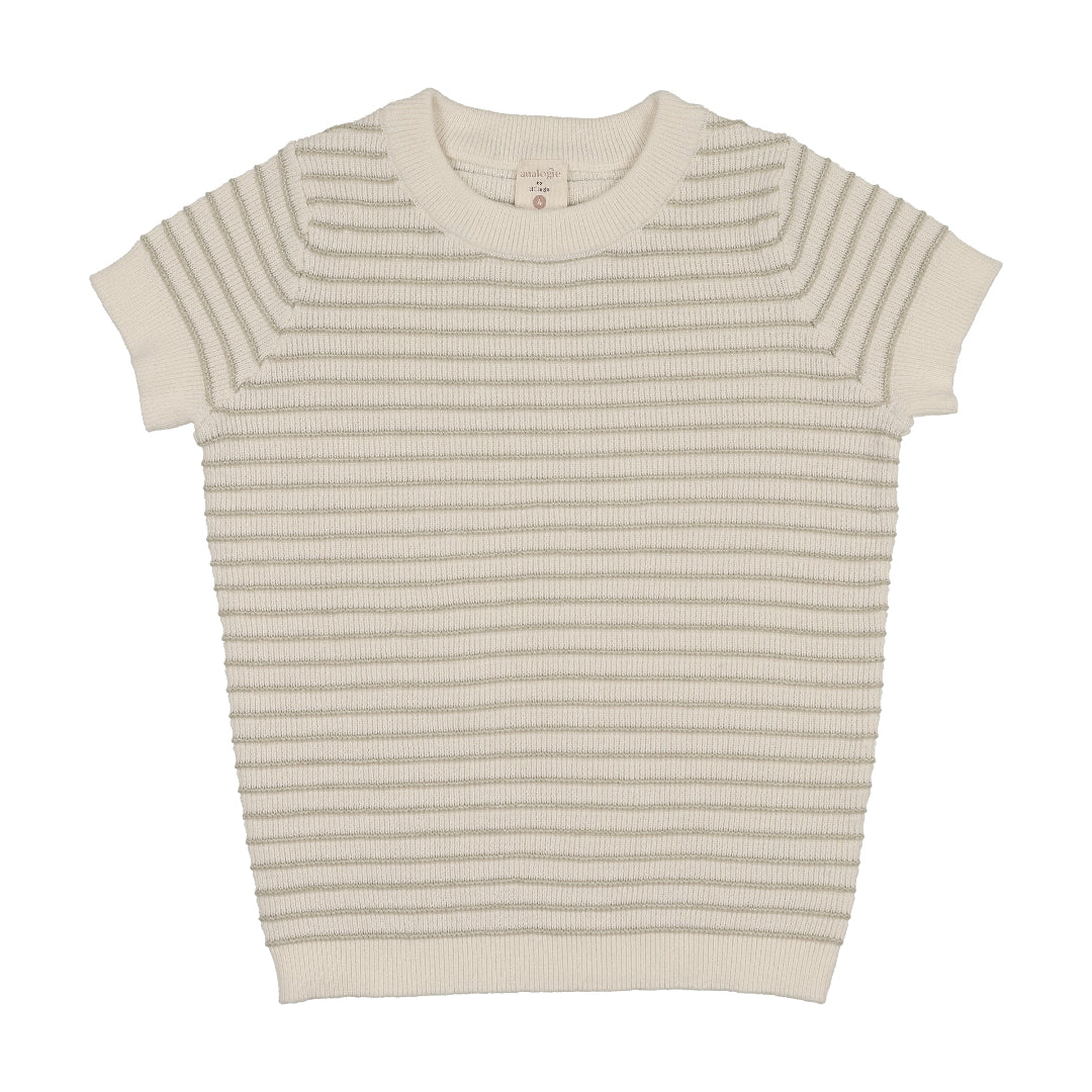 Shrub Green Textured Stripe Knit Crewneck
