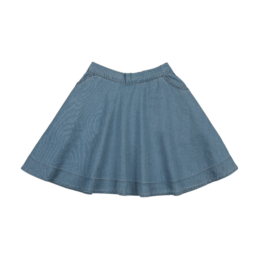 Blue Tencel Denim Flared Skirt