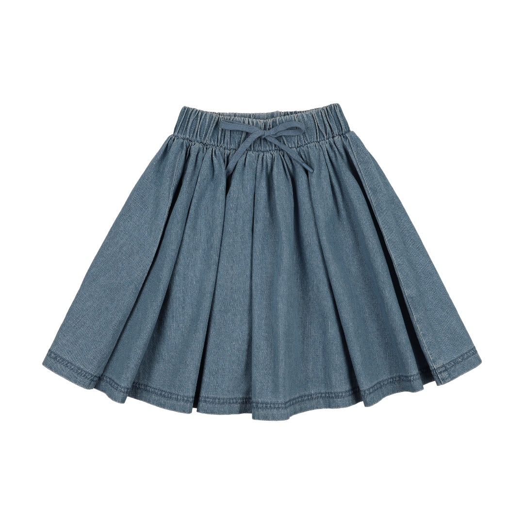 Mid Blue Wash Denim Drawstring Skirt