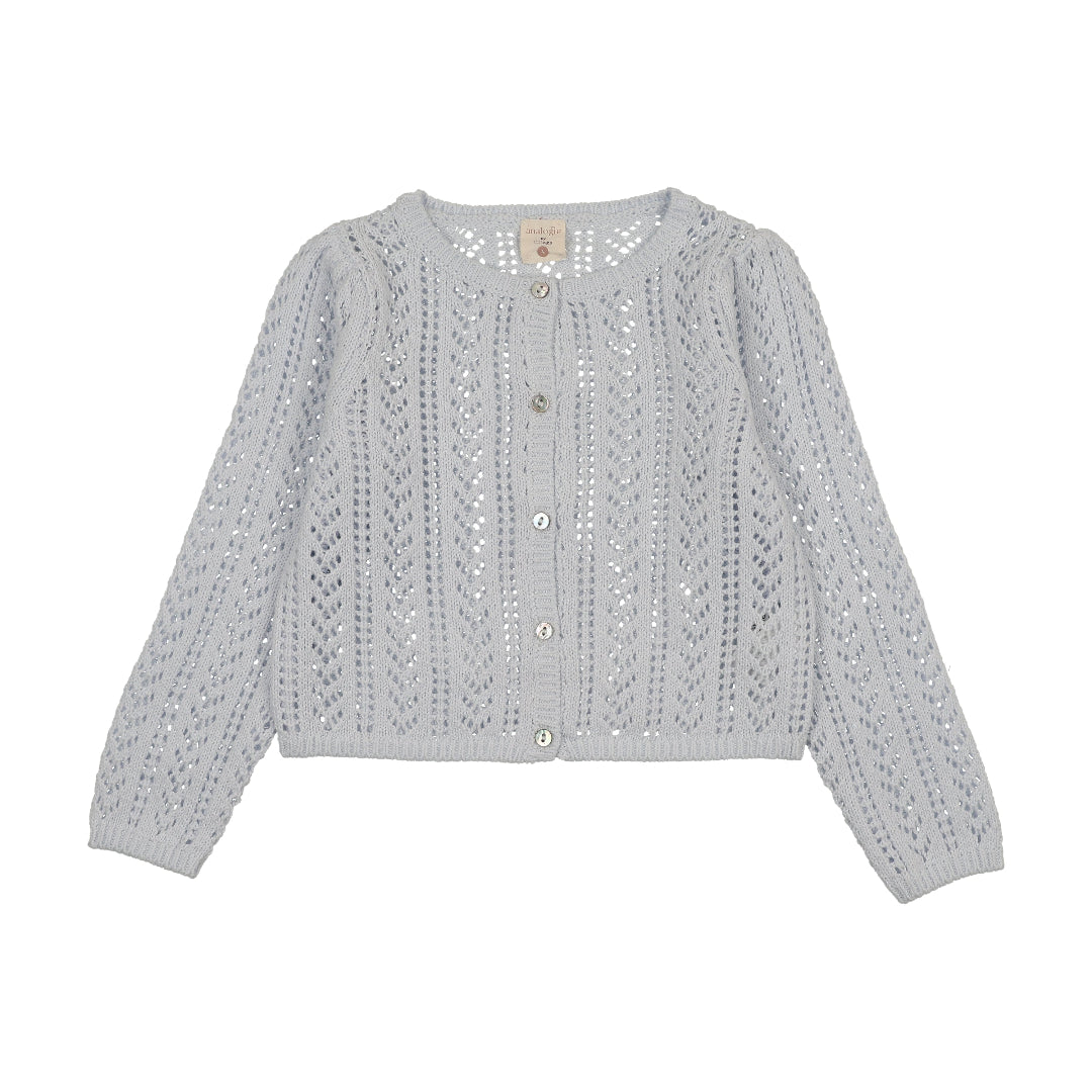 Clear Blue Girls Pointelle Cardigan