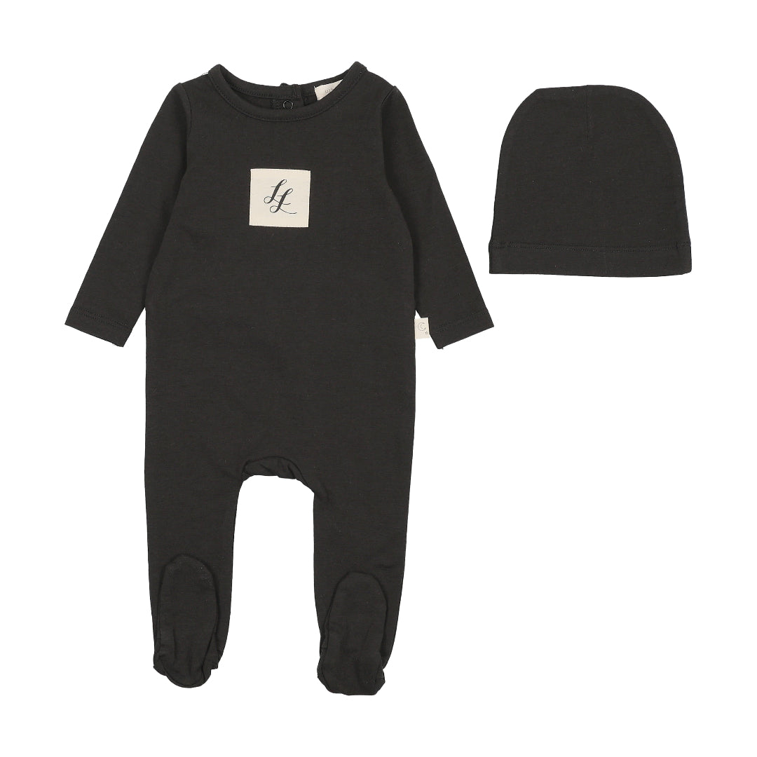 Black Embroidered Lounge Footie Set