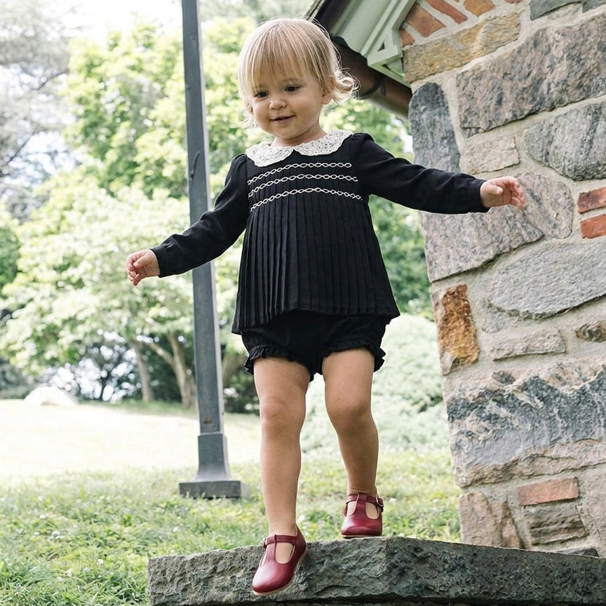 Black Pleated Girls Set