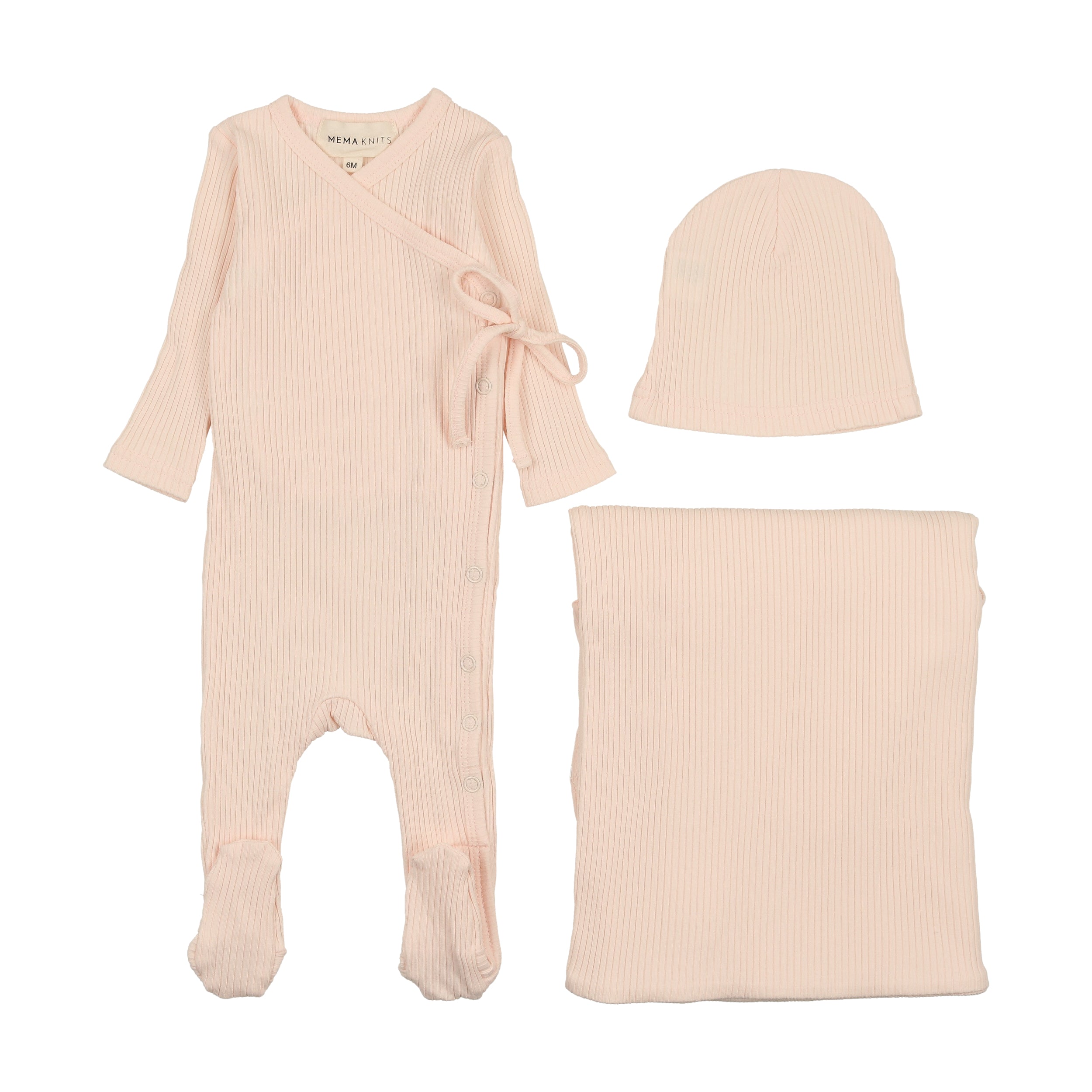 Soft Pink Side Snap Layette Set