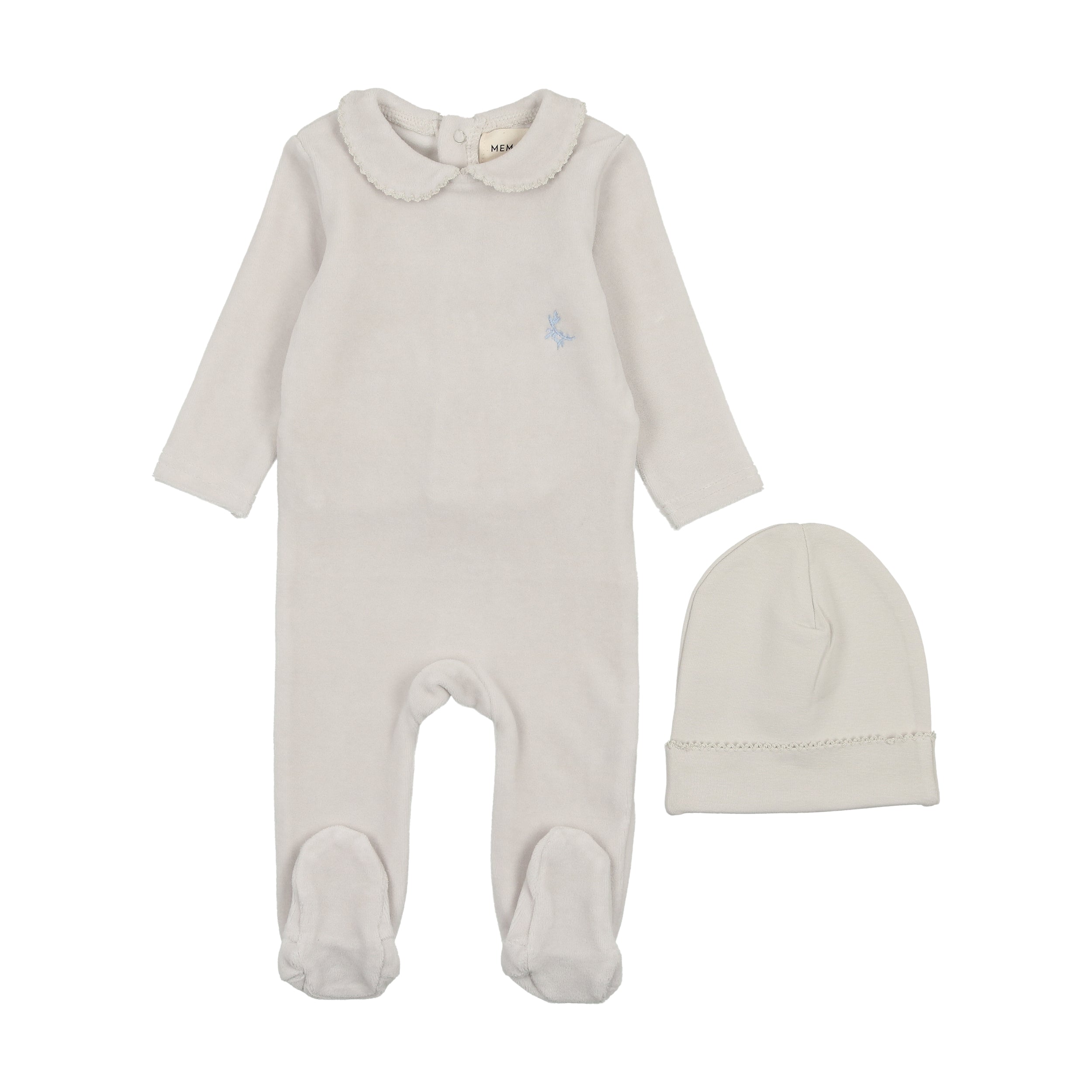 Cloud Velour Picot Edge Footie Set
