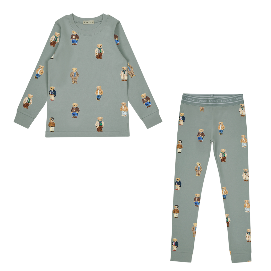 Jade Teddy Pattern Lounge Crewneck Set