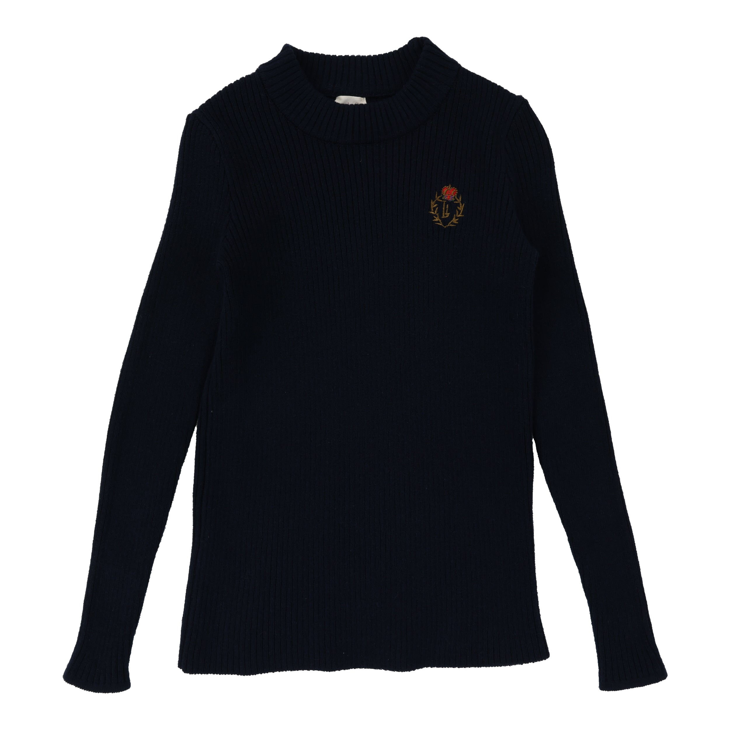 Navy Crest Knit Mockneck