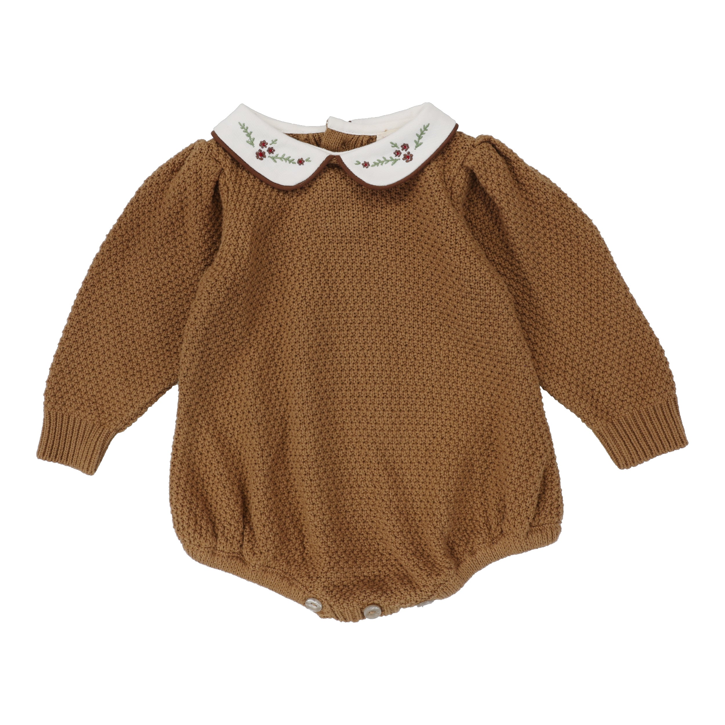 Camel Peter Pan Girls Knit Romper