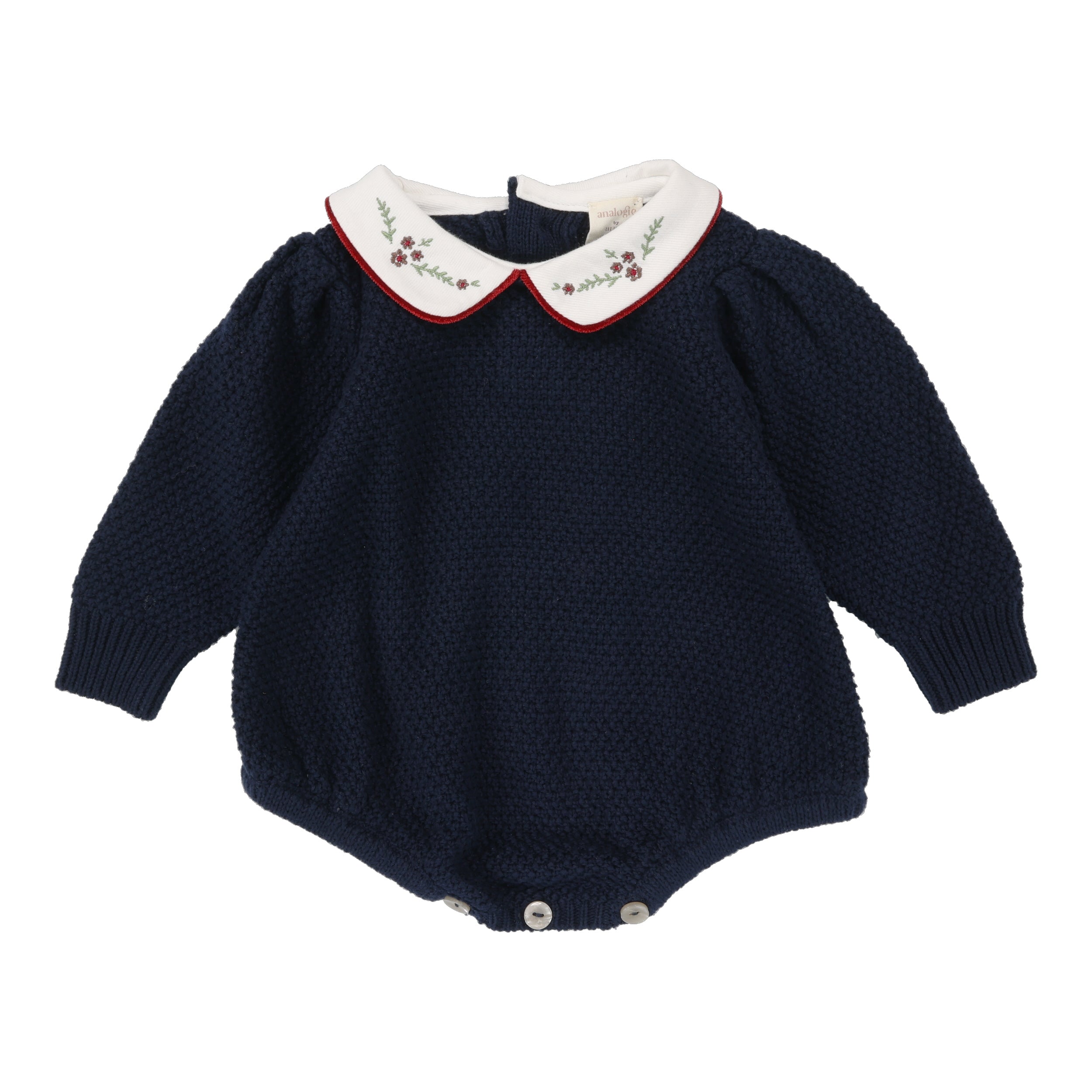 Navy Peter Pan Girls Knit Romper