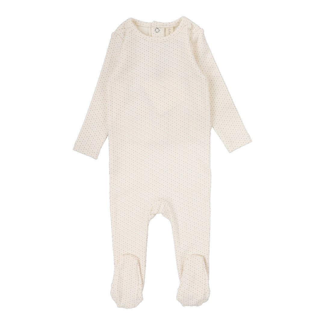 Cream/Pink Dotted Footie