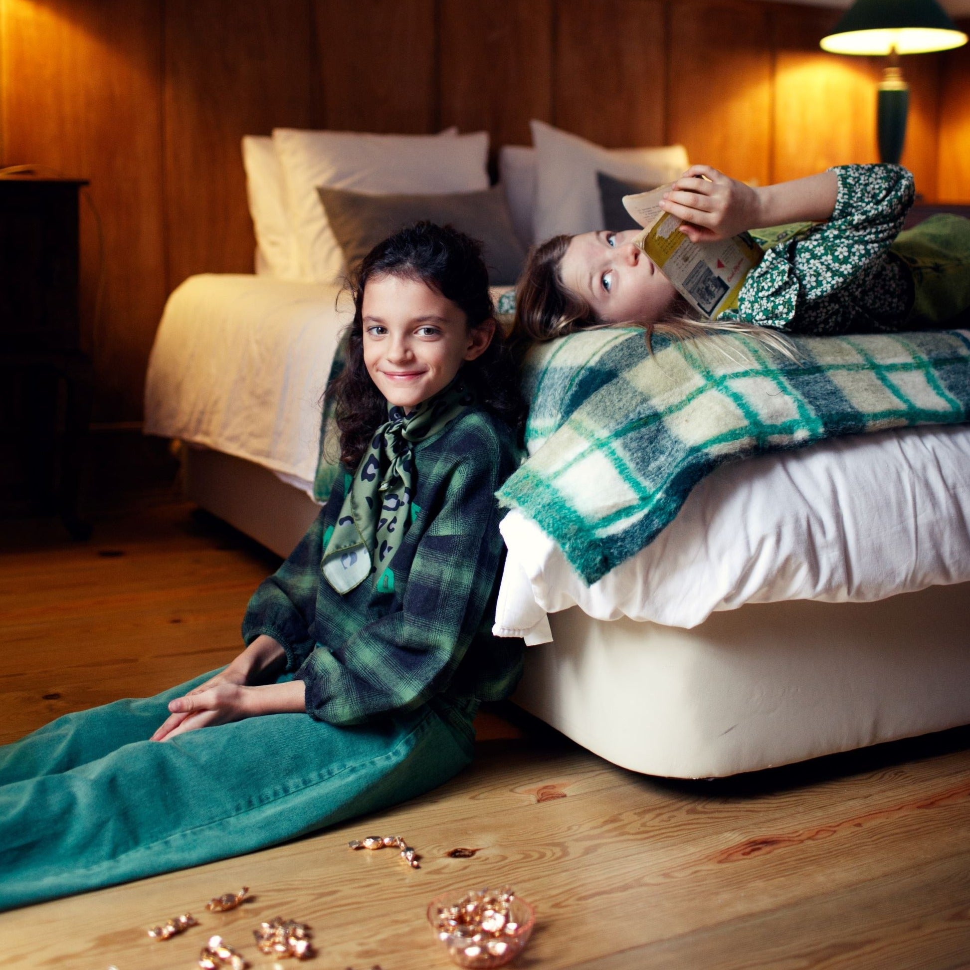 Green & Black Flannel Checkered Blouse