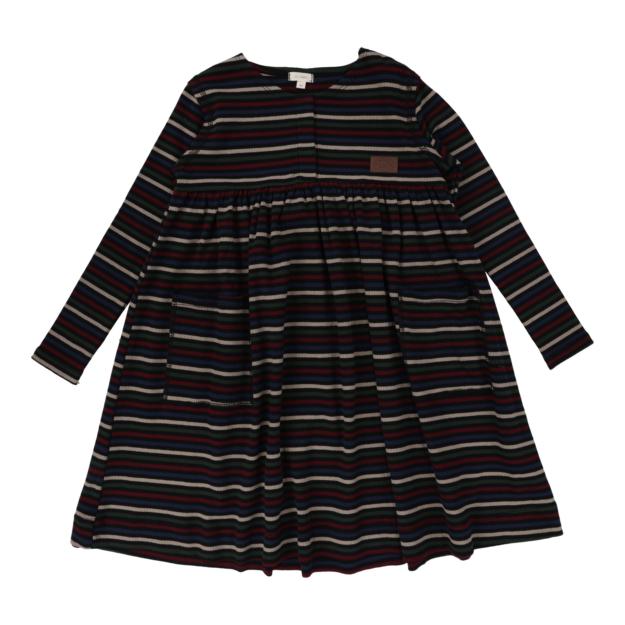 Black Multicolor Ribbed Placket Dress
