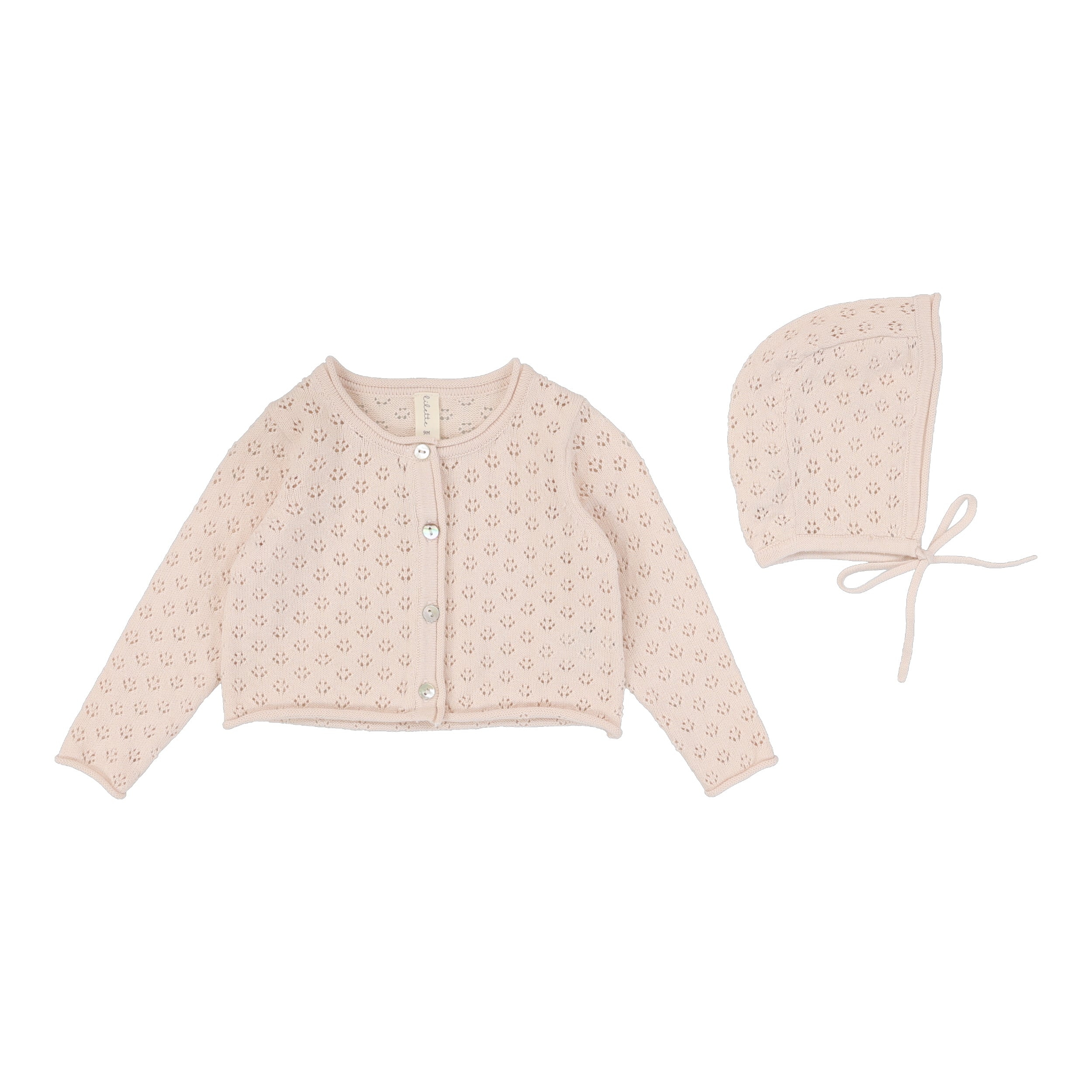 Petal Knit Pointelle Cardigan & Bonnet