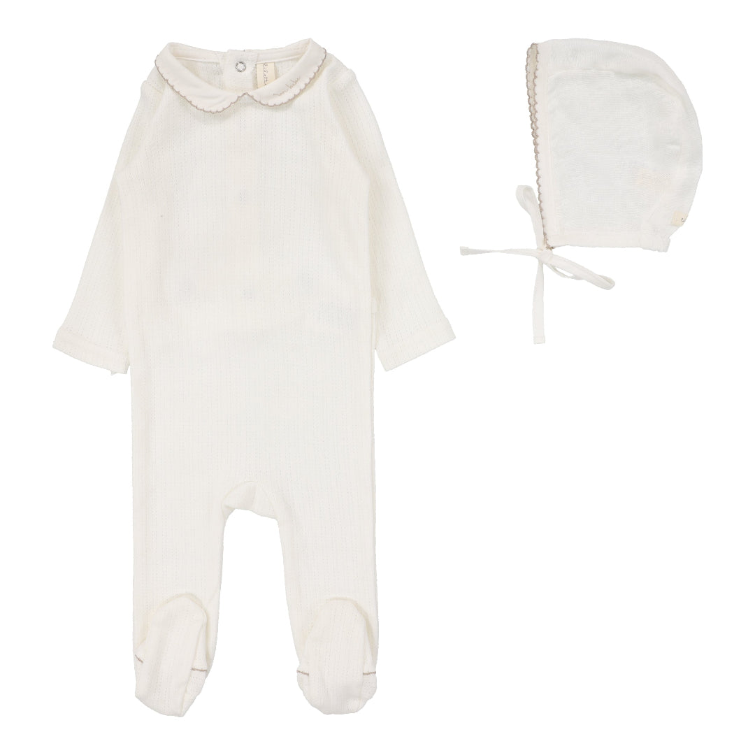 Winter White/ Oat Edged Collar Footie Set