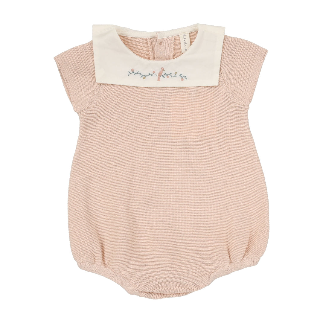 Soft Pink Knit Collar Romper