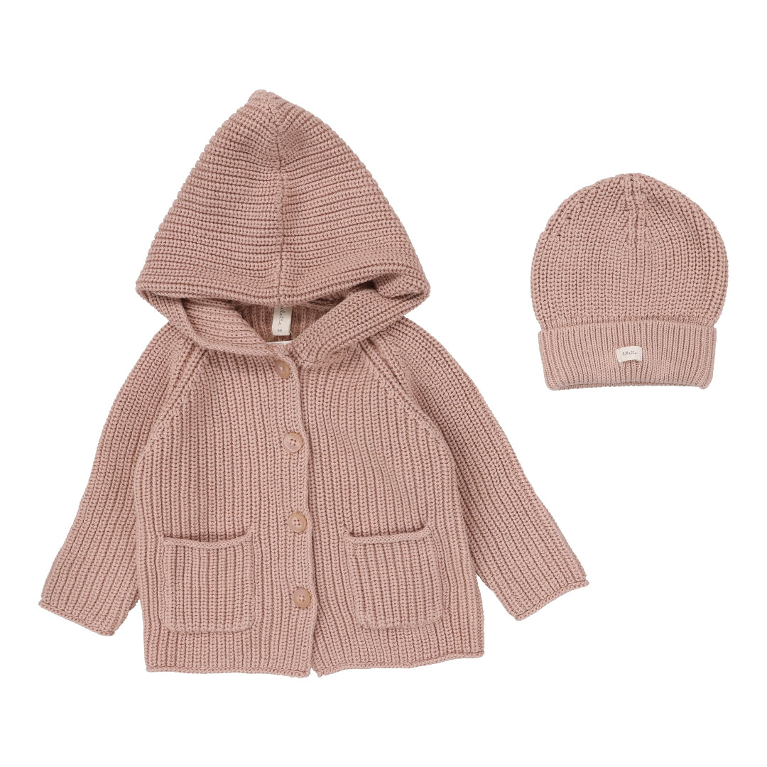 Dusty Pink Chunky Knit Cardigan Set