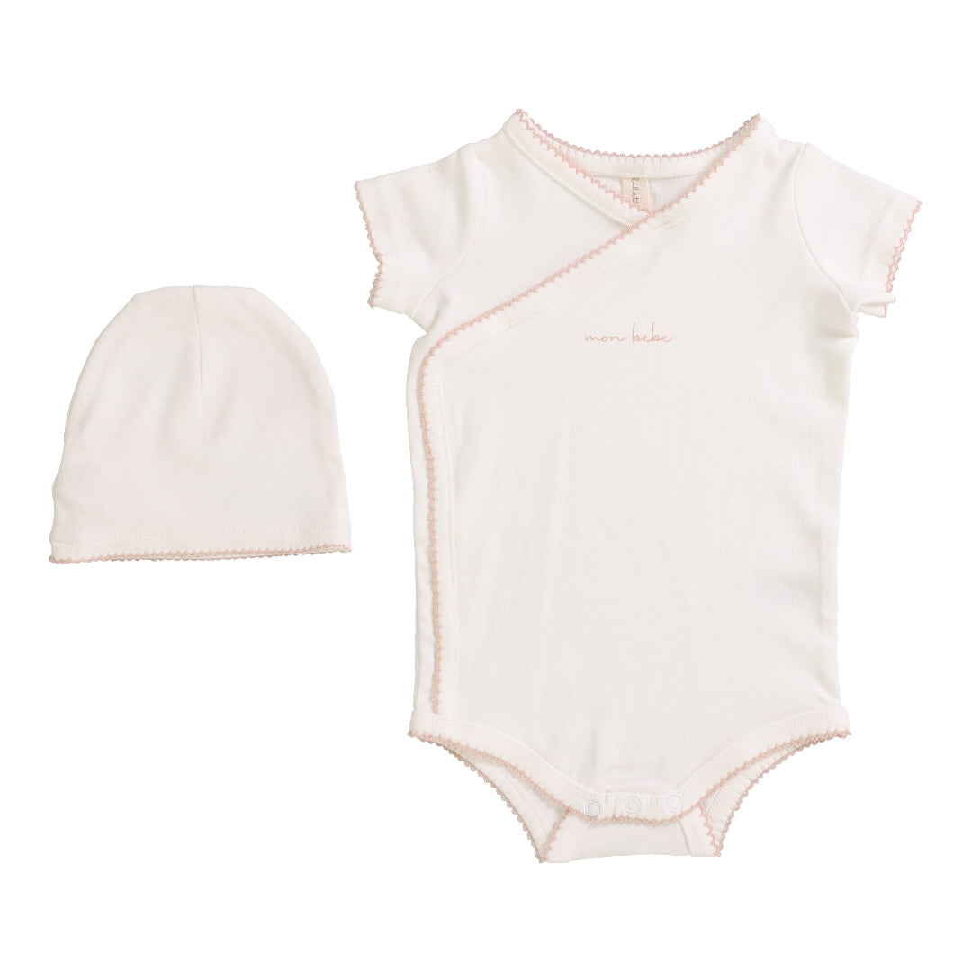 Winter White/Blush Scalloped Edge Onesie Set